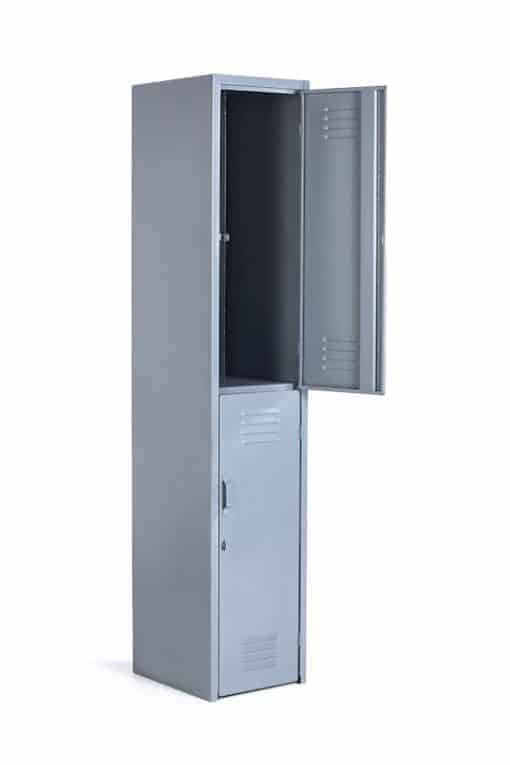 Locker metálico de 2 puertas color gris para empresas y vestidores en México