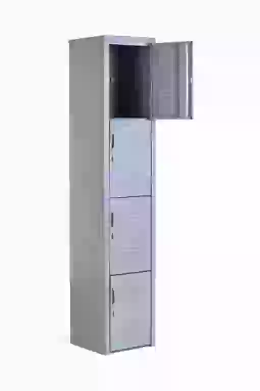 Locker metálico gris de 4 puertas de 180 × 38 × 37 cm para vestidores industriales en México